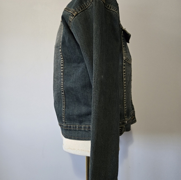 Max Plus Studded/ Scratched Denim Jacket. Size Small - Picture 6 of 13
